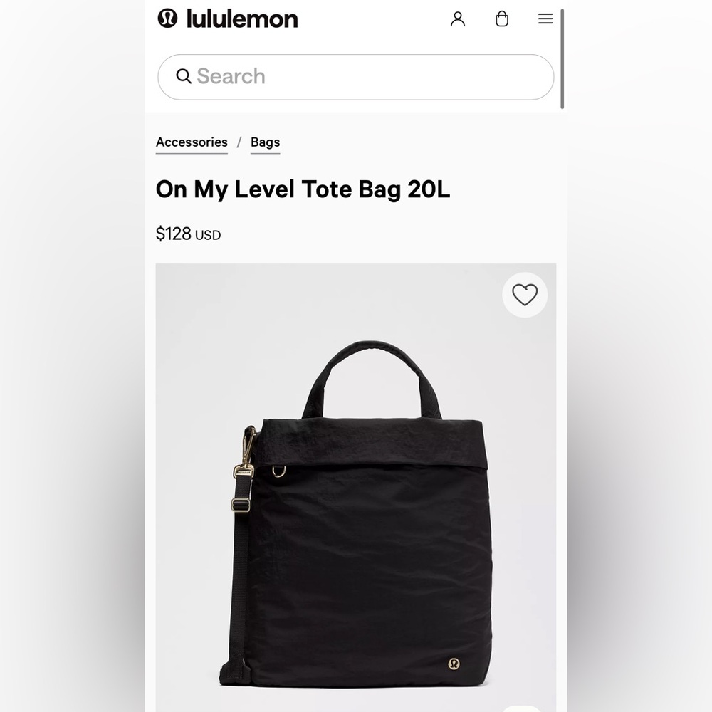 lululemon On My Level Black Tote Bag